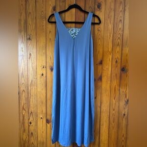 Soma Comfy Cool Nights Blue V-Neck Lace Inset Nightgown